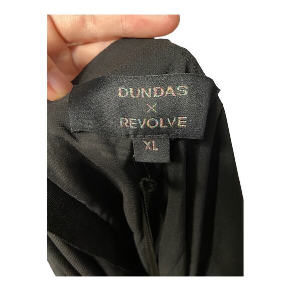 Dundas x Revolve Stardust Ruched Maxi Dress Long Sleeve Side Slit Black Ruby XL - Picture 9 of 14